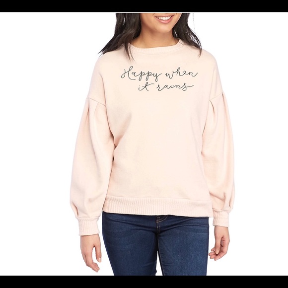 New TAYLOR /& SAGE Womens My World Without Coffee Sweatshirt Crop Sz Large NWT